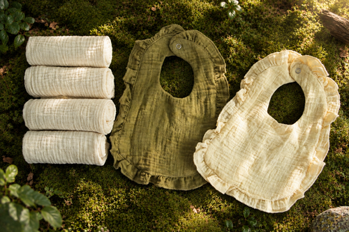 Handwoven Newborn Burp Napkin & Bib Set