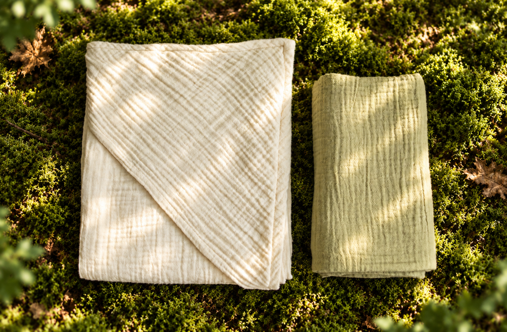 Handwoven Newborn Swaddle & Hooded Towel Set